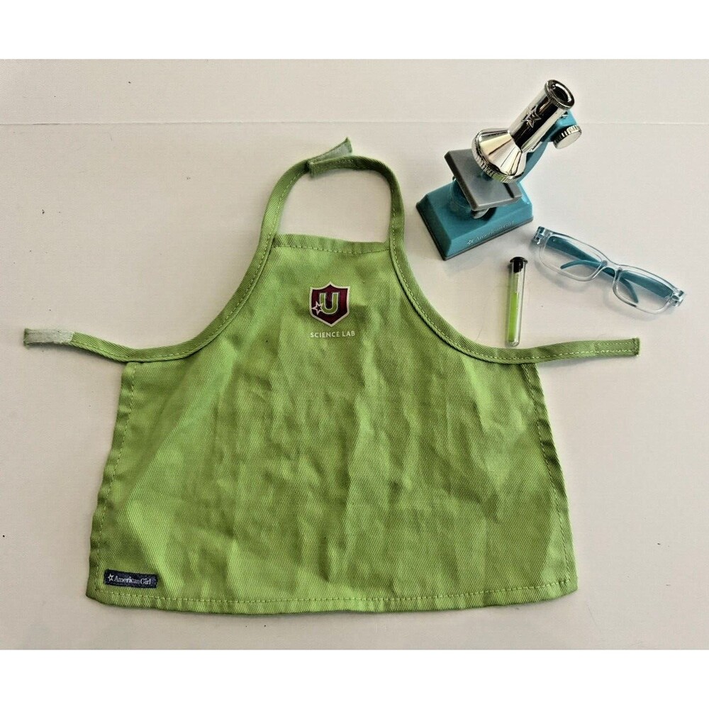 American Girl Doll Science Lab Apron Microscope Test Tub Glasses